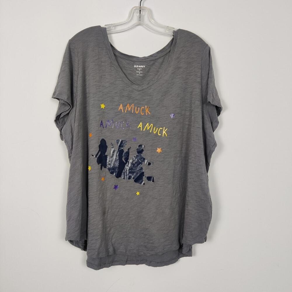 Old Navy Everywhere Women's T-shirt Witch Halloween Size 2X Soft 100% Cotton